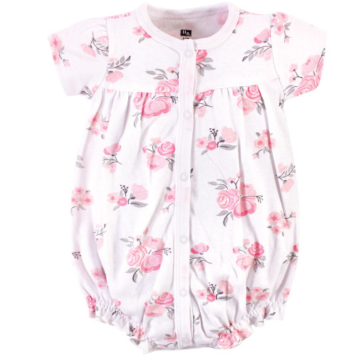 Hudson Baby Cotton Rompers, Pink Floral