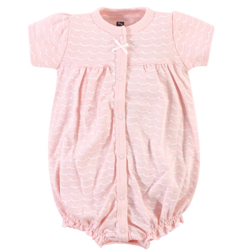 Hudson Baby Cotton Rompers, Coral Flamingo