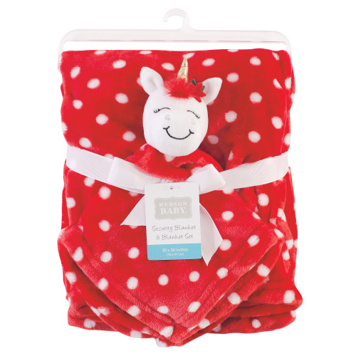 Hudson Baby Plush Blanket with Security Blanket, Christmas Unicorn