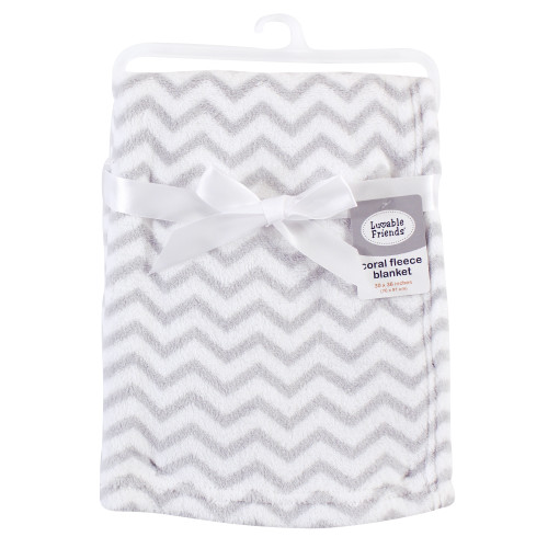 Luvable Friends Coral Fleece Blanket, Gray Chevron