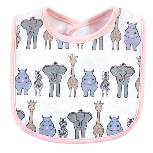 Hudson Baby Cotton Bibs, Pink Safari