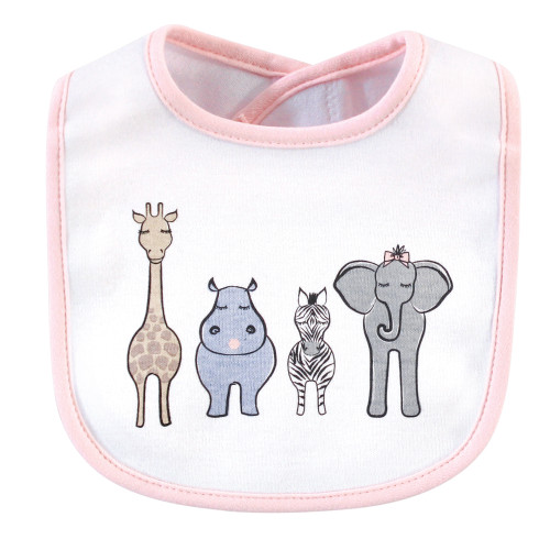 Hudson Baby Cotton Bibs, Pink Safari
