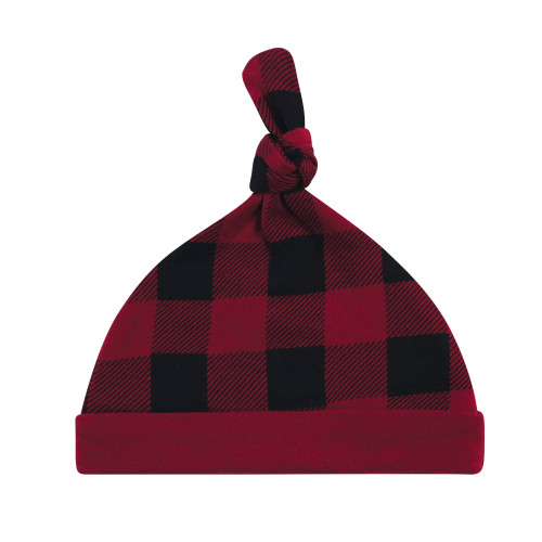 Touched by Nature Organic Cotton Swaddle Blanket and Headband or Cap, Buffalo Plaid