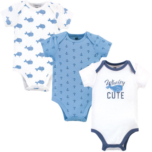 Hudson Baby Cotton Bodysuits, Blue Whale
