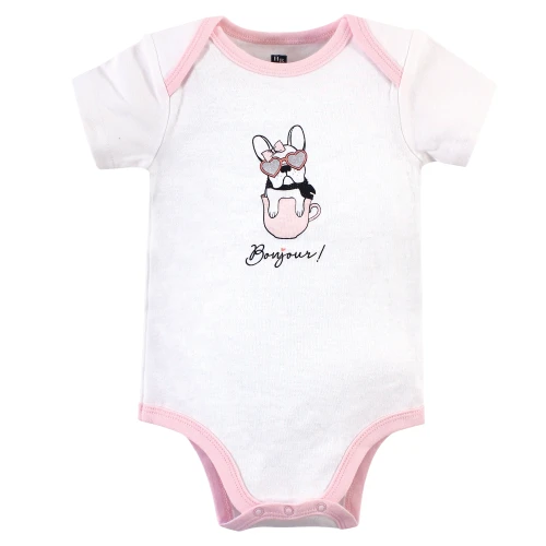 Hudson Baby Cotton Bodysuits, Black Bonjour