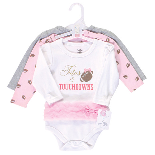 Little Treasure Cotton Bodysuits, Tutus Touchdowns 3-Pack