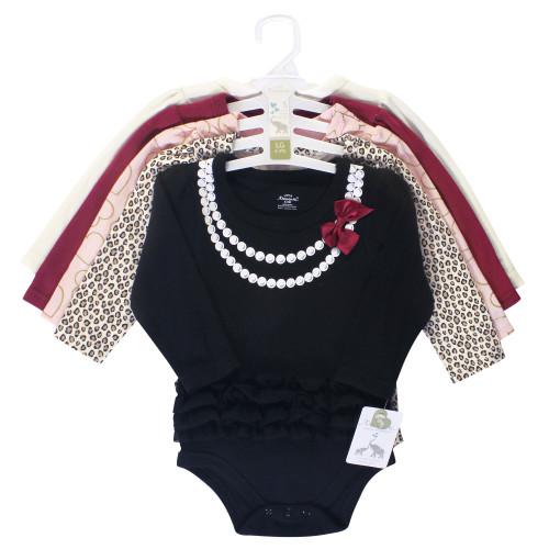 Little Treasure Cotton Bodysuits, Black Heart Of Gold 5-Pack