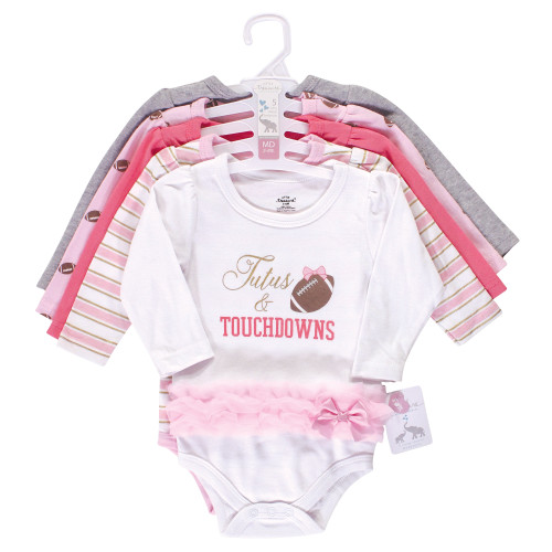 Little Treasure Cotton Bodysuits, Tutus Touchdowns 5-Pack