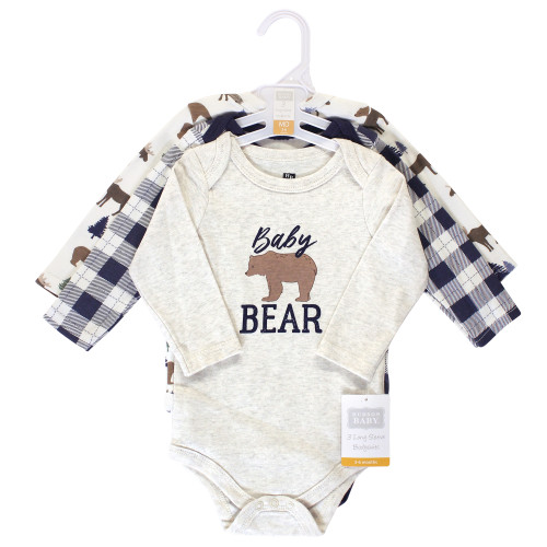 Hudson Baby Cotton Long-Sleeve Bodysuits, Moose Bear 3-Pack