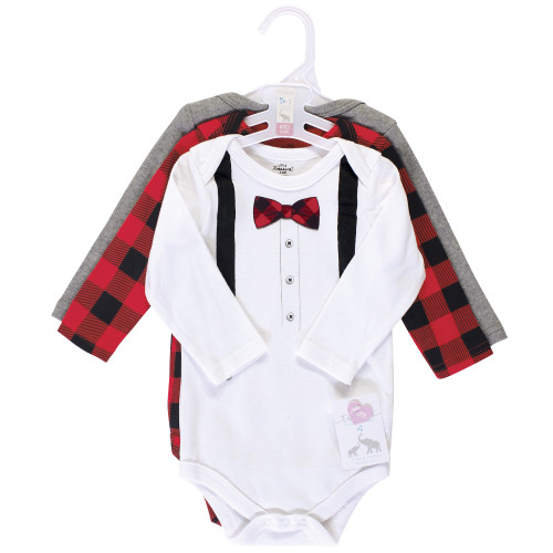 Little Treasure Cotton Bodysuits, Lumberjack Bow Tie 3-Pack