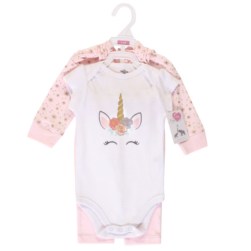 Little Treasure Hoodie, Bodysuit or Tee Top, and Pant Set, Unicorn Baby