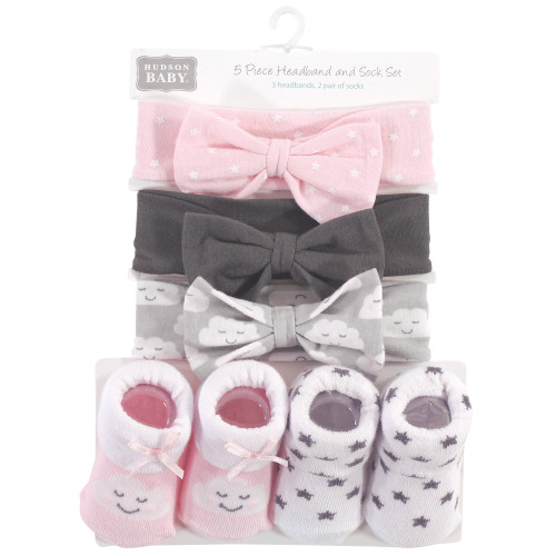 Hudson Baby Headband and Socks Set, Cloud