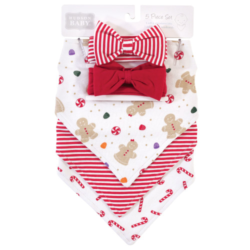 Hudson Baby Cotton Bib and Headband or Caps Set, Sugar Spice