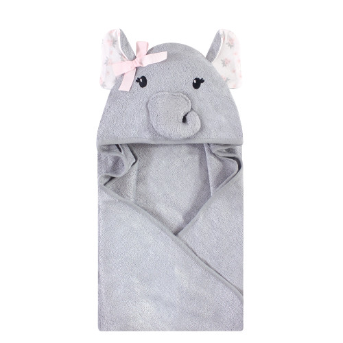 Hudson Baby Rayon from Bamboo Animal Face Hooded Towel, Floral Elephant