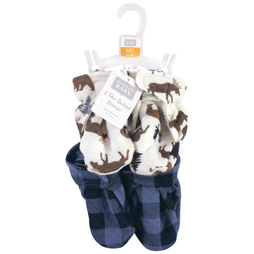 Hudson Baby Quilted Booties, Moose Bear