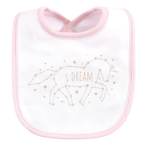 Hudson Baby Cotton Bib and Headband or Caps Set, Dream Unicorn