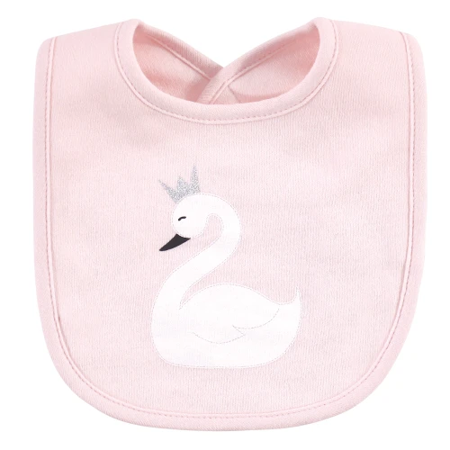 Hudson Baby Cotton Bib and Headband or Caps Set, Swan