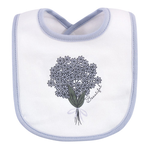 Hudson Baby Cotton Bib and Headband or Caps Set, Periwinkle