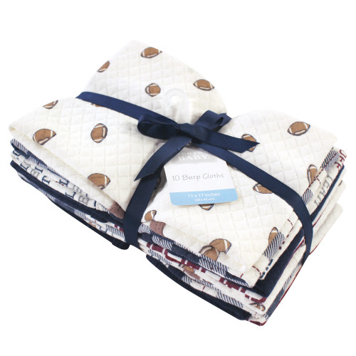 Hudson Baby Quilted Burp Cloths, Football