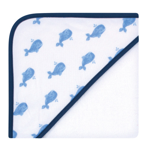 Hudson Baby Rayon from Bamboo Rich Hooded Towels, Blue Whale