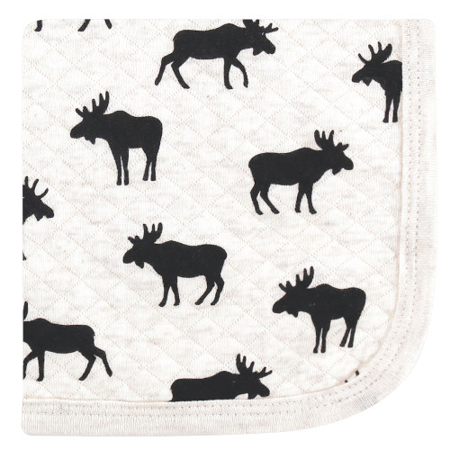 Hudson Baby Quilted Cotton Washcloths, Moose