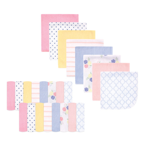 Hudson Baby Rayon from Bamboo Washcloth Bundle, Blue Pink Floral