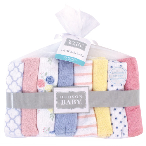Hudson Baby Rayon from Bamboo Washcloth Bundle, Blue Pink Floral
