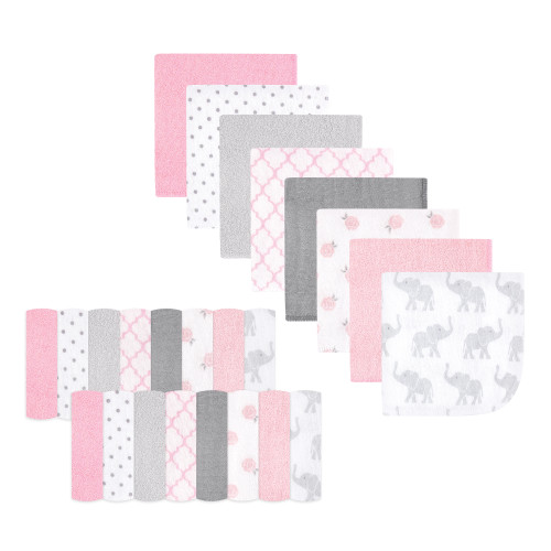 Hudson Baby Rayon from Bamboo Washcloth Bundle, Girl Elephant