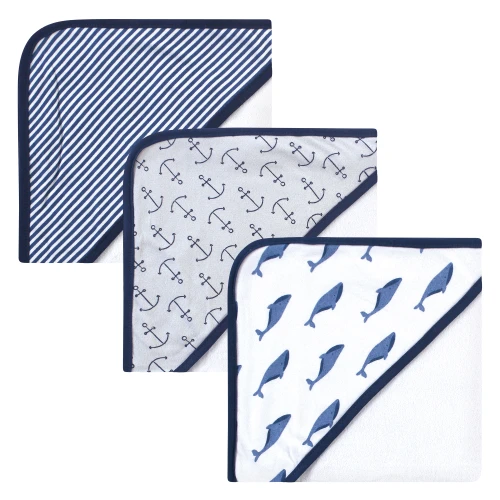 Touched by Nature Organic Cotton Hooded Towels, Blue Whale