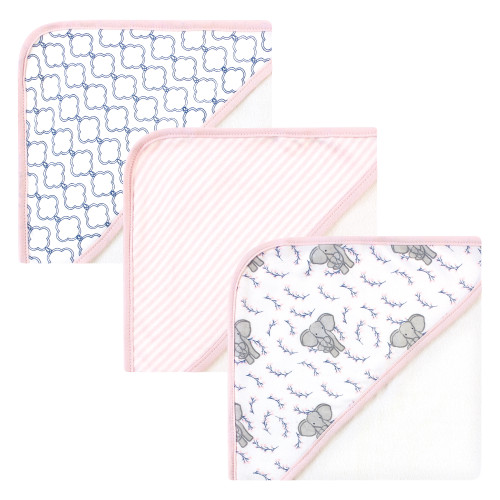 Touched by Nature Organic Cotton Hooded Towels, Pink Elephant