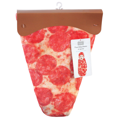 Hudson Baby Plush Food Burrito or Pizza Blanket and Cap, Pepperoni Pizza