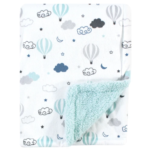 Hudson Baby Plush Mink and Sherpa Blanket, Hot Air Baloon