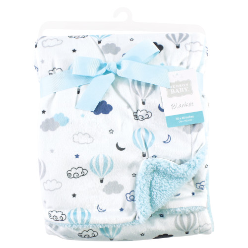 Hudson Baby Plush Mink and Sherpa Blanket, Hot Air Baloon