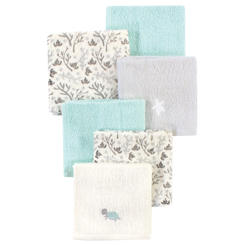 Luvable Friends Super Soft Cotton Washcloths, Sea Turtle