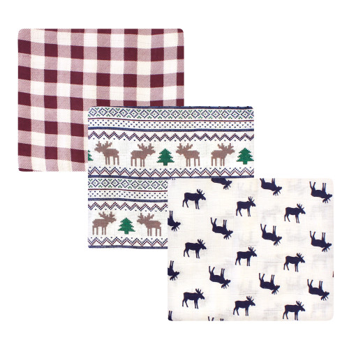 Little Treasure Cotton Muslin Swaddle Blankets, Moose Sweater