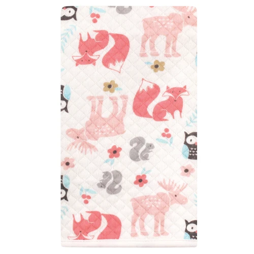 Hudson Baby Quilted Burp Cloths, Girl Forest