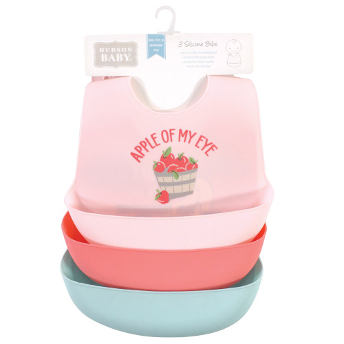 Hudson Baby Silicone Bibs, Apple Of My Eye
