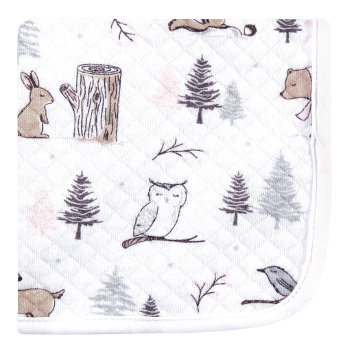 Hudson Baby Quilted Cotton Washcloths, Winter Forest