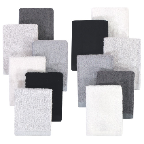 Hudson Baby Rayon from Bamboo Woven Washcloths 12pk, Black White