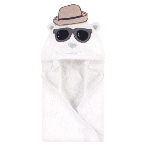 Hudson Baby Cotton Animal Face Hooded Towel, Handsome Bear