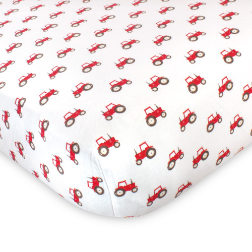 Hudson Baby Cotton Fitted Crib Sheet, Tractor And Cow