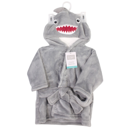 Hudson Baby Plush Animal Face Bathrobe, Gray Shark