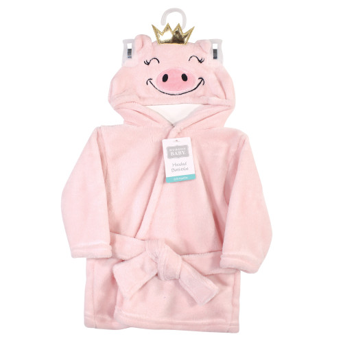 Hudson Baby Plush Animal Face Bathrobe, Pig