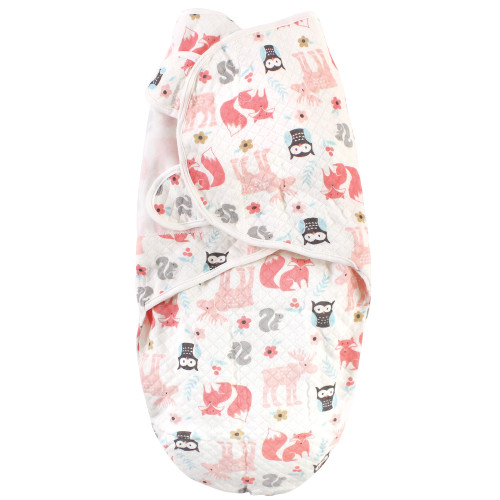 Hudson Baby Quilted Cotton Swaddle Wrap 3pk, Girl Forest