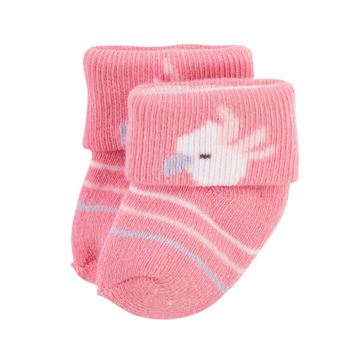 Hudson Baby Cotton Rich Newborn and Terry Socks, Girl Safari
