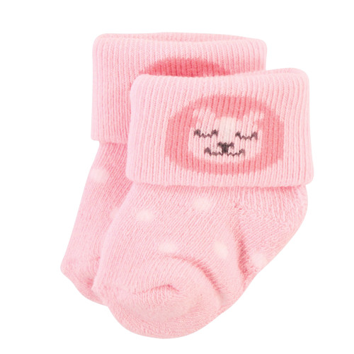Hudson Baby Cotton Rich Newborn and Terry Socks, Girl Safari