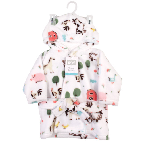 Hudson Baby Plush Animal Face Bathrobe, Girl Farm Animals