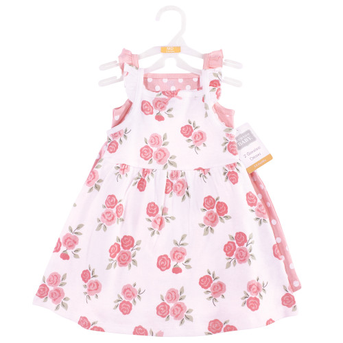 Hudson Baby Cotton Dresses, Soft Pink Roses