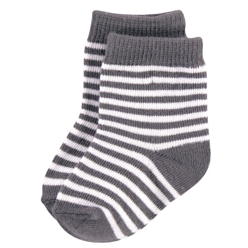 Hudson Baby Cotton Rich Newborn and Terry Socks, Gray White Star