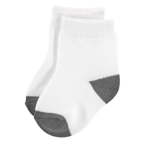 Hudson Baby Cotton Rich Newborn and Terry Socks, Gray White Star